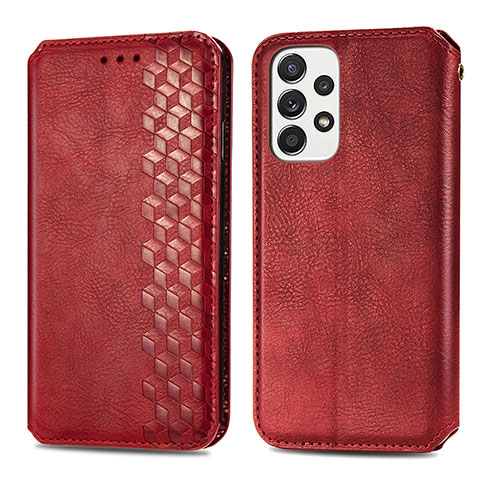 Funda de Cuero Cartera con Soporte Carcasa S01D para Samsung Galaxy A73 5G Rojo