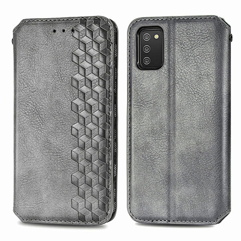 Funda de Cuero Cartera con Soporte Carcasa S01D para Samsung Galaxy F02S SM-E025F Gris