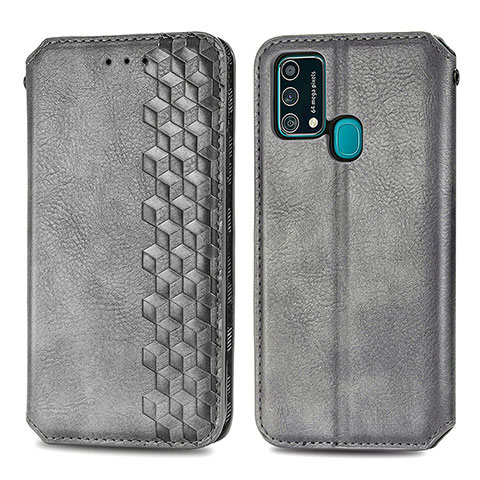 Funda de Cuero Cartera con Soporte Carcasa S01D para Samsung Galaxy F41 Gris