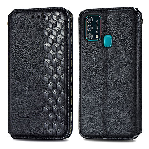 Funda de Cuero Cartera con Soporte Carcasa S01D para Samsung Galaxy F41 Negro