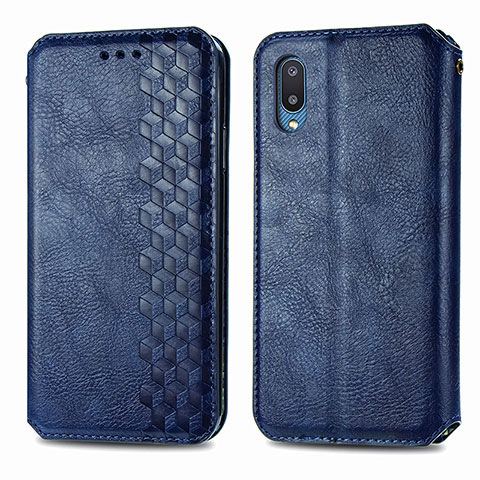 Funda de Cuero Cartera con Soporte Carcasa S01D para Samsung Galaxy M02 Azul