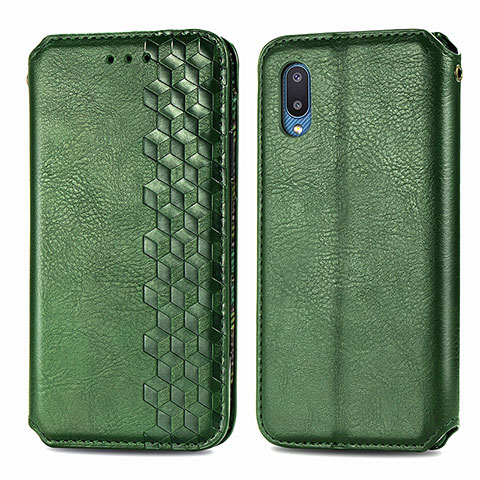 Funda de Cuero Cartera con Soporte Carcasa S01D para Samsung Galaxy M02 Verde