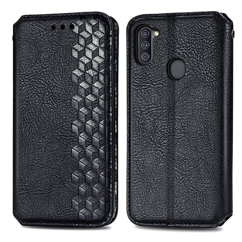 Funda de Cuero Cartera con Soporte Carcasa S01D para Samsung Galaxy M11 Negro