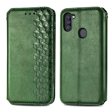 Funda de Cuero Cartera con Soporte Carcasa S01D para Samsung Galaxy M11 Verde