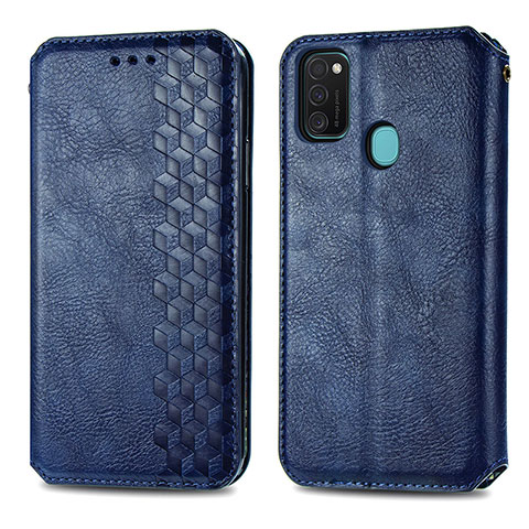 Funda de Cuero Cartera con Soporte Carcasa S01D para Samsung Galaxy M21 Azul