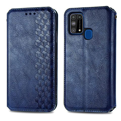 Funda de Cuero Cartera con Soporte Carcasa S01D para Samsung Galaxy M21s Azul