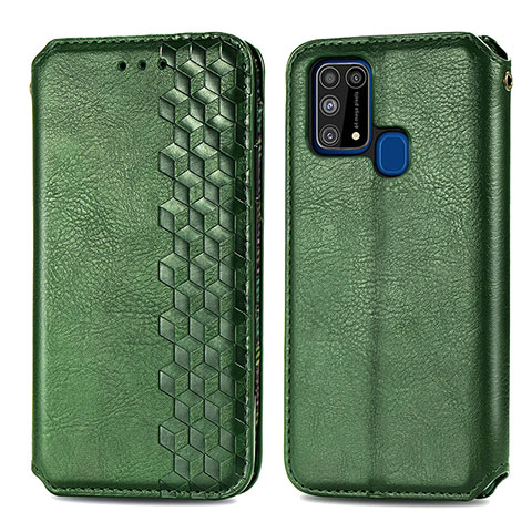 Funda de Cuero Cartera con Soporte Carcasa S01D para Samsung Galaxy M21s Verde