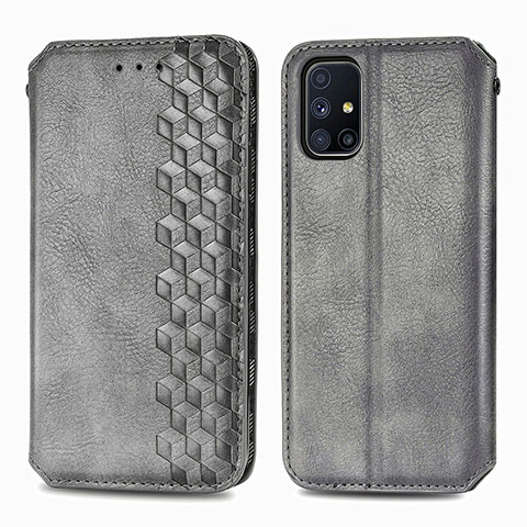 Funda de Cuero Cartera con Soporte Carcasa S01D para Samsung Galaxy M51 Gris