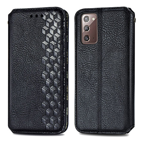 Funda de Cuero Cartera con Soporte Carcasa S01D para Samsung Galaxy Note 20 5G Negro