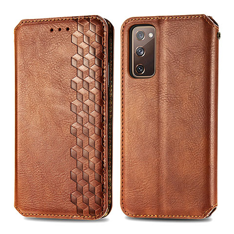 Funda de Cuero Cartera con Soporte Carcasa S01D para Samsung Galaxy S20 FE 5G Marron