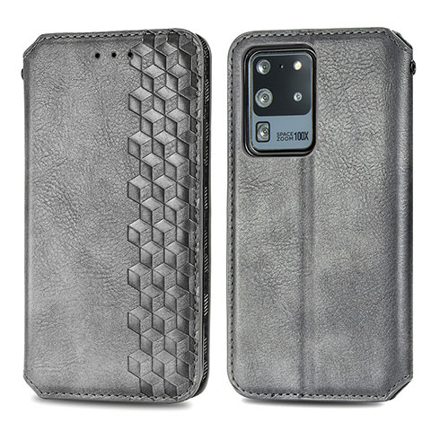 Funda de Cuero Cartera con Soporte Carcasa S01D para Samsung Galaxy S20 Ultra 5G Gris