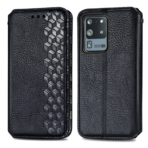 Funda de Cuero Cartera con Soporte Carcasa S01D para Samsung Galaxy S20 Ultra 5G Negro