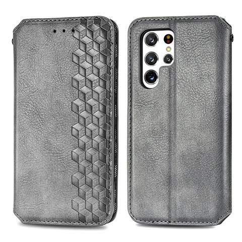 Funda de Cuero Cartera con Soporte Carcasa S01D para Samsung Galaxy S21 Ultra 5G Gris