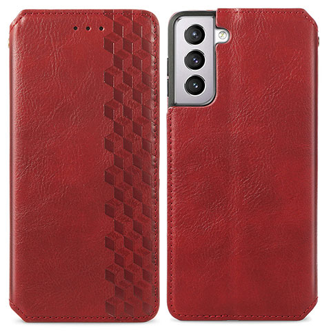 Funda de Cuero Cartera con Soporte Carcasa S01D para Samsung Galaxy S22 5G Rojo