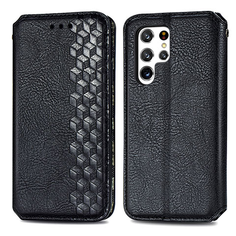 Funda de Cuero Cartera con Soporte Carcasa S01D para Samsung Galaxy S22 Ultra 5G Negro