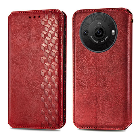 Funda de Cuero Cartera con Soporte Carcasa S01D para Sharp Aquos R8 Pro Rojo