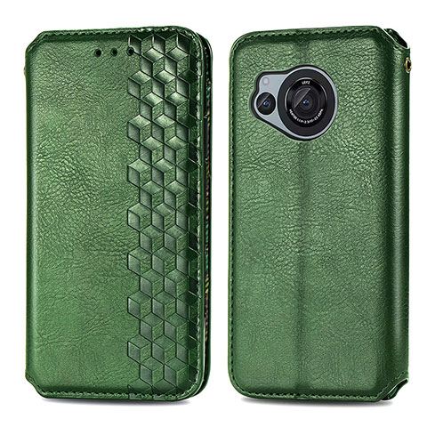 Funda de Cuero Cartera con Soporte Carcasa S01D para Sharp Aquos R8 Verde