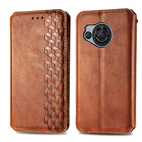 Funda de Cuero Cartera con Soporte Carcasa S01D para Sharp Aquos R8s Marron