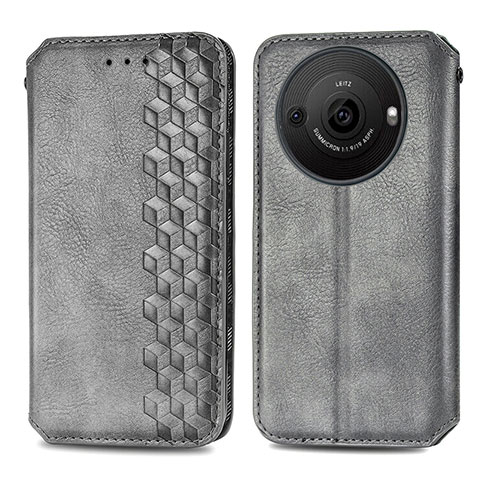 Funda de Cuero Cartera con Soporte Carcasa S01D para Sharp Aquos R8s Pro Gris