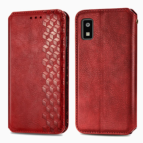 Funda de Cuero Cartera con Soporte Carcasa S01D para Sharp Aquos wish3 Rojo