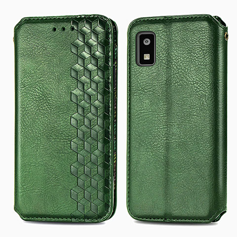 Funda de Cuero Cartera con Soporte Carcasa S01D para Sharp Aquos wish3 Verde