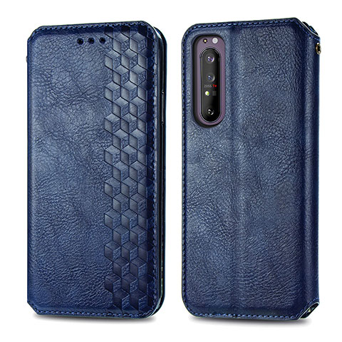 Funda de Cuero Cartera con Soporte Carcasa S01D para Sony Xperia 1 II Azul