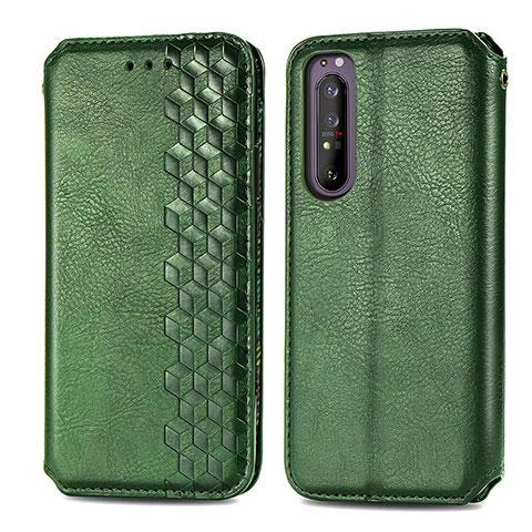 Funda de Cuero Cartera con Soporte Carcasa S01D para Sony Xperia 1 II Verde