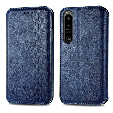 Funda de Cuero Cartera con Soporte Carcasa S01D para Sony Xperia 1 IV SO-51C Azul