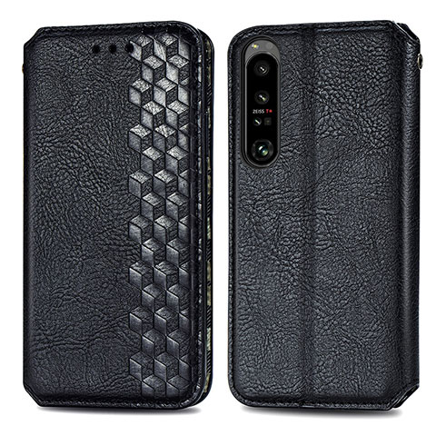 Funda de Cuero Cartera con Soporte Carcasa S01D para Sony Xperia 1 IV SO-51C Negro