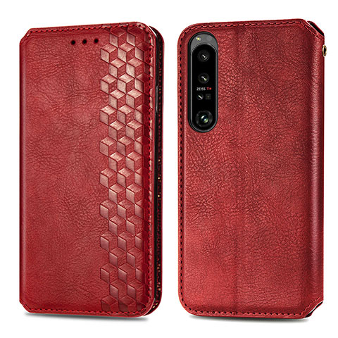 Funda de Cuero Cartera con Soporte Carcasa S01D para Sony Xperia 1 IV SO-51C Rojo