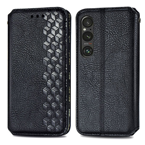 Funda de Cuero Cartera con Soporte Carcasa S01D para Sony Xperia 1 V Negro