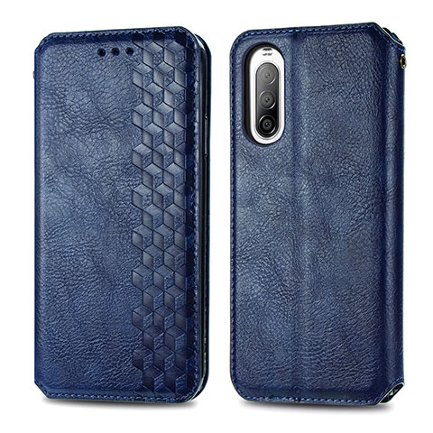 Funda de Cuero Cartera con Soporte Carcasa S01D para Sony Xperia 10 II Azul