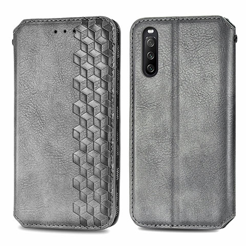 Funda de Cuero Cartera con Soporte Carcasa S01D para Sony Xperia 10 III Gris