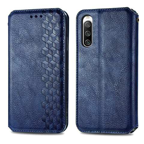 Funda de Cuero Cartera con Soporte Carcasa S01D para Sony Xperia 10 IV Azul