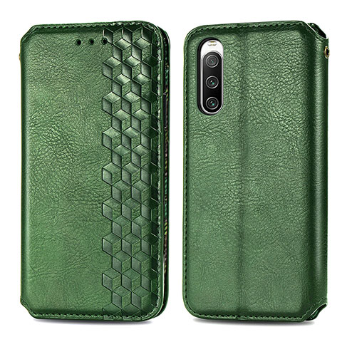 Funda de Cuero Cartera con Soporte Carcasa S01D para Sony Xperia 10 IV SO-52C Verde