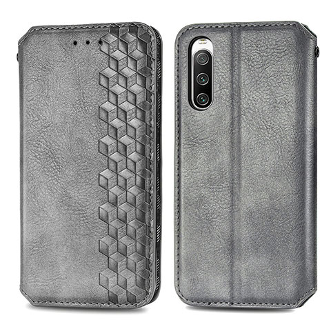 Funda de Cuero Cartera con Soporte Carcasa S01D para Sony Xperia 10 V Gris