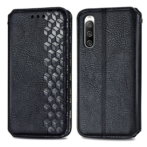 Funda de Cuero Cartera con Soporte Carcasa S01D para Sony Xperia 10 V Negro