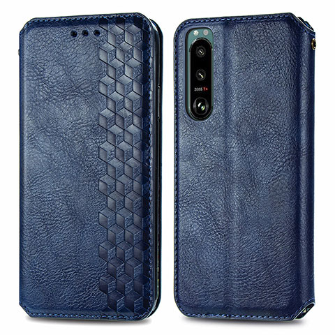 Funda de Cuero Cartera con Soporte Carcasa S01D para Sony Xperia 5 III Azul