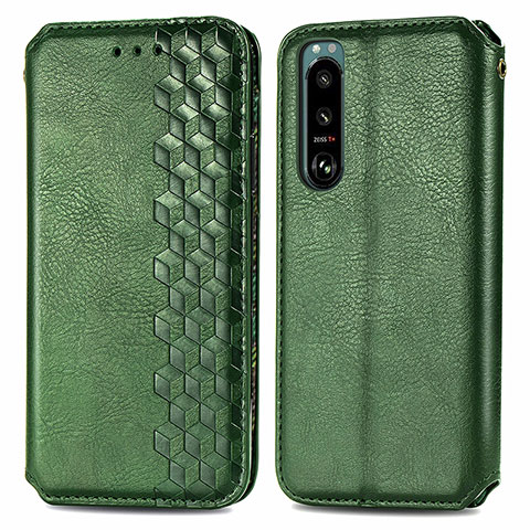 Funda de Cuero Cartera con Soporte Carcasa S01D para Sony Xperia 5 III Verde