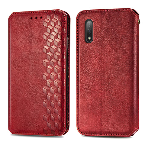 Funda de Cuero Cartera con Soporte Carcasa S01D para Sony Xperia Ace II Rojo