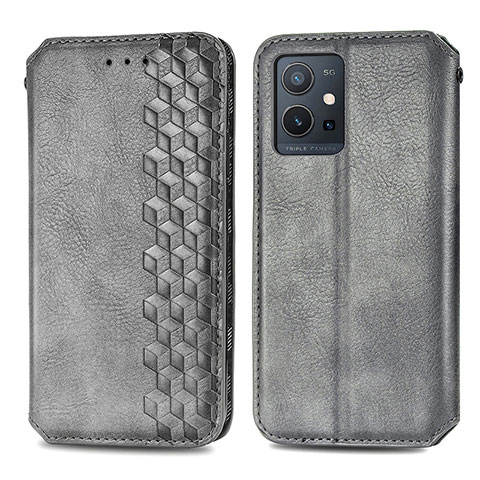 Funda de Cuero Cartera con Soporte Carcasa S01D para Vivo iQOO Z6 5G Gris