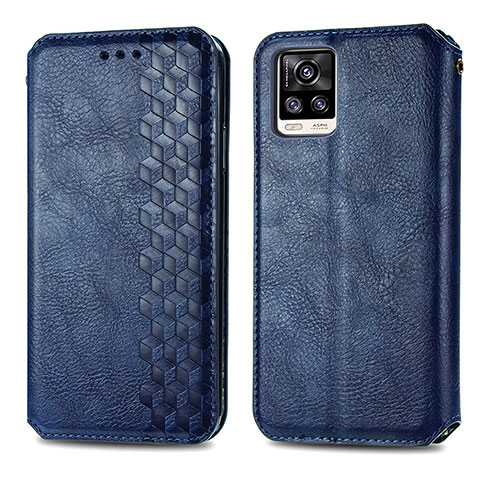 Funda de Cuero Cartera con Soporte Carcasa S01D para Vivo V20 (2021) Azul