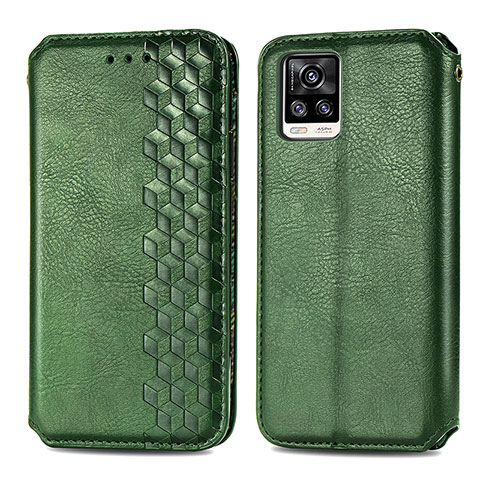 Funda de Cuero Cartera con Soporte Carcasa S01D para Vivo V20 (2021) Verde