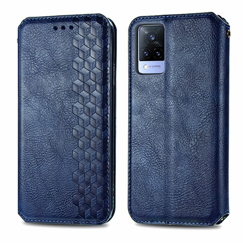 Funda de Cuero Cartera con Soporte Carcasa S01D para Vivo V21 5G Azul