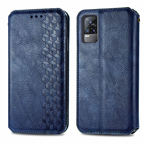 Funda de Cuero Cartera con Soporte Carcasa S01D para Vivo V21e 4G Azul