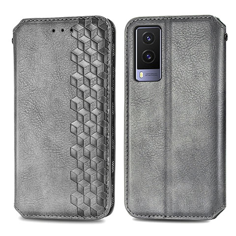 Funda de Cuero Cartera con Soporte Carcasa S01D para Vivo V21e 5G Gris