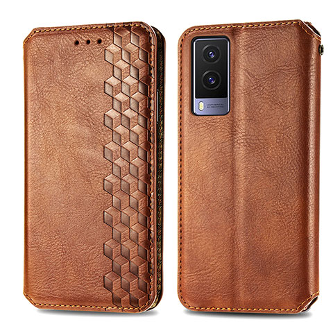 Funda de Cuero Cartera con Soporte Carcasa S01D para Vivo V21e 5G Marron