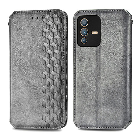 Funda de Cuero Cartera con Soporte Carcasa S01D para Vivo V23 Pro 5G Gris