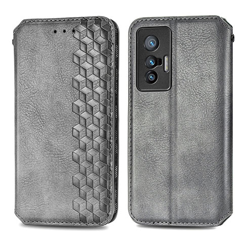 Funda de Cuero Cartera con Soporte Carcasa S01D para Vivo X70 5G Gris