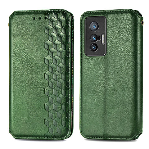 Funda de Cuero Cartera con Soporte Carcasa S01D para Vivo X70 5G Verde